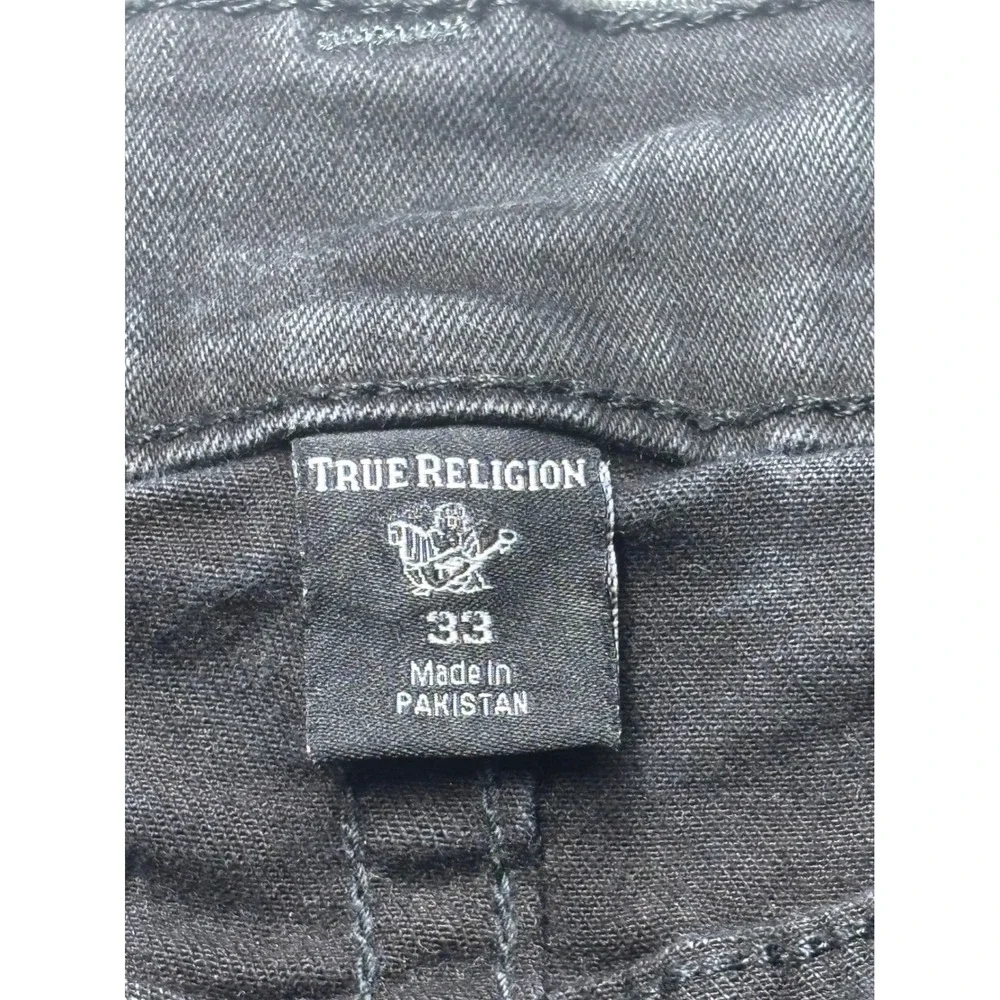 True Religion Rocco Relaxed Skinny Jeans Mens 33 Faded Black Flap Pocket Denim